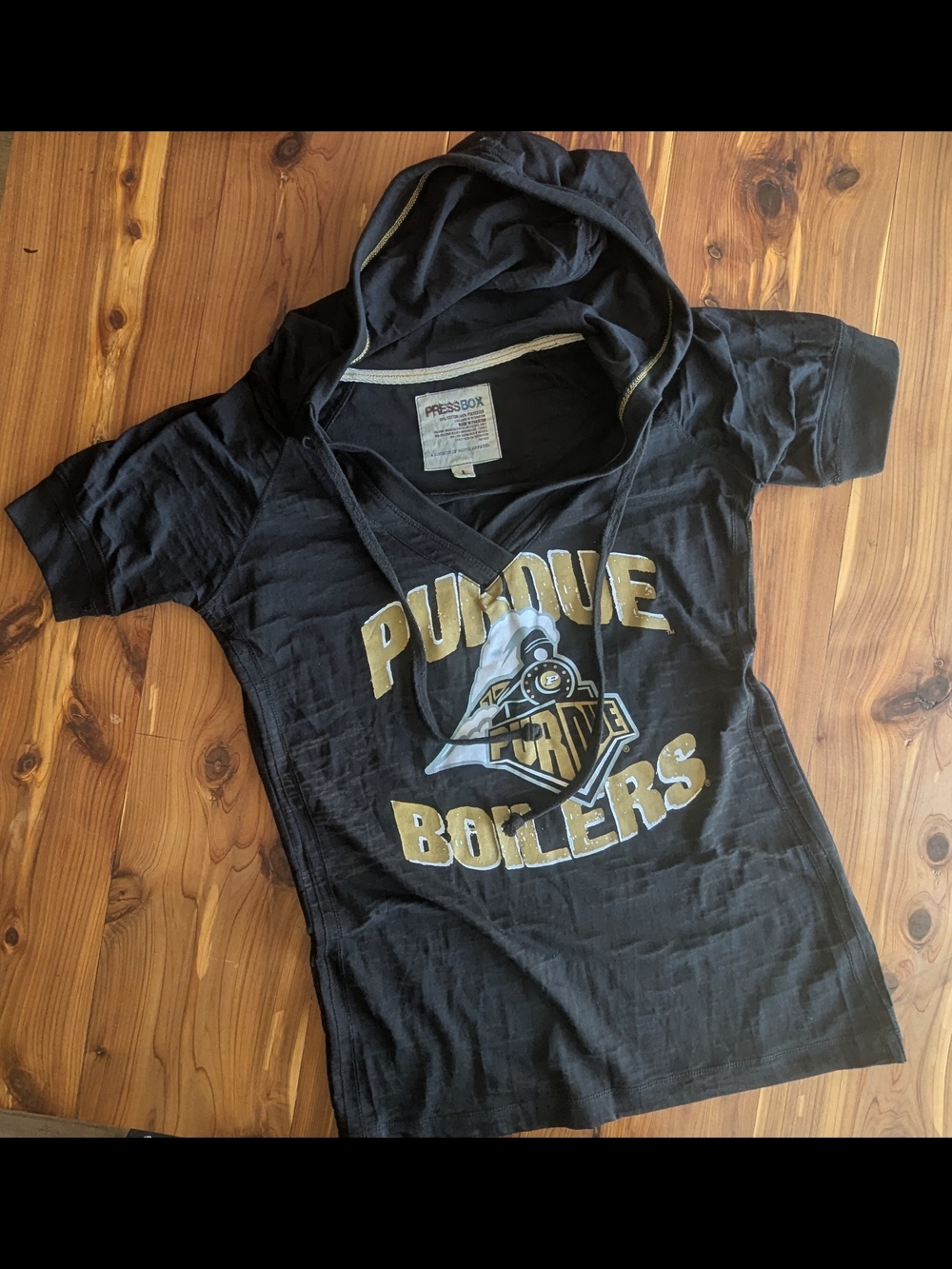 Pressbox Black & Gold Purdue Boilers Short Sleeve Hooded Tee